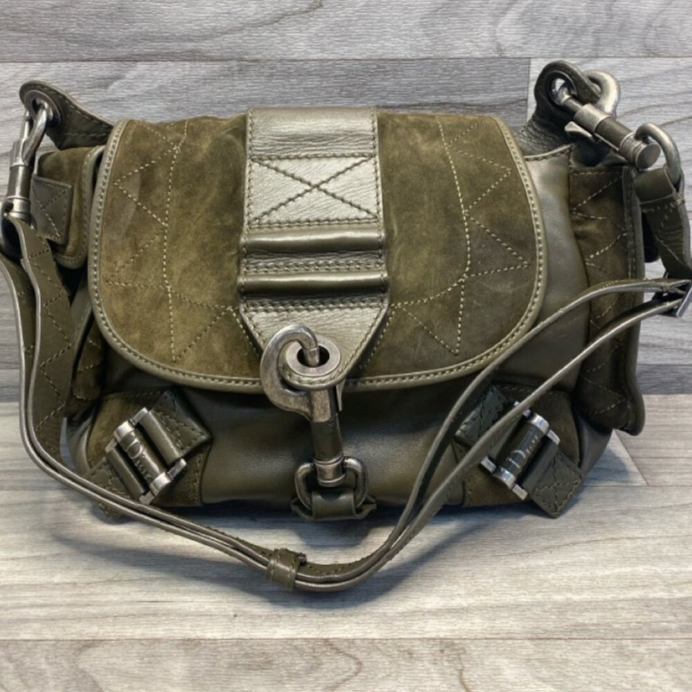 Christian Dior RebelIe Brown Leather and Suede Hobo Handbag